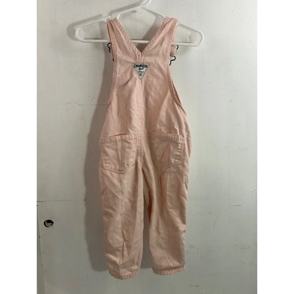 OshKosh B'gosh Overalls 12M Pink Heart Pocket Cotton Twill Kids